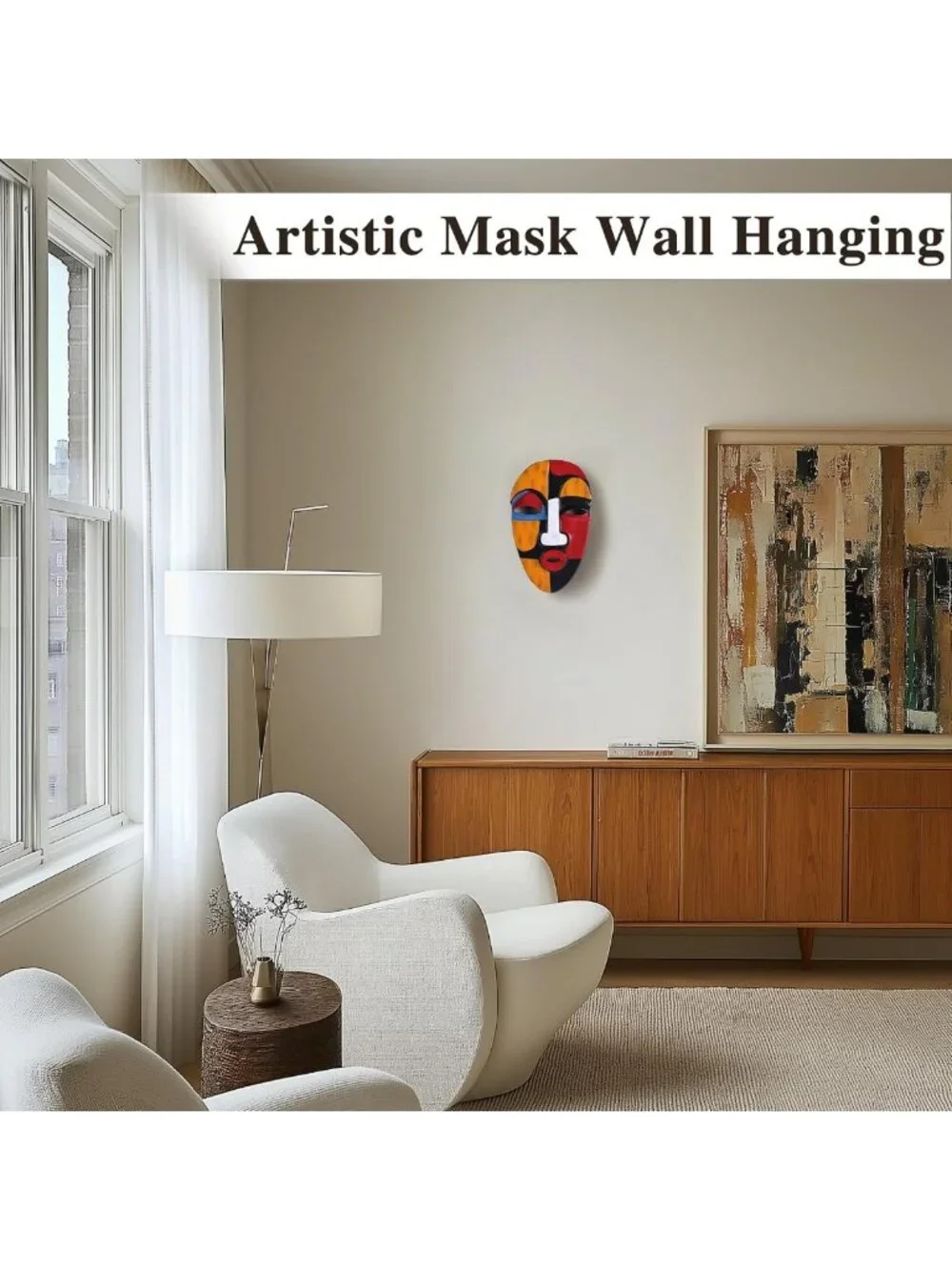 Abstract African Tribal Mask Wall Art Sculpture for Home Decor - Living Room